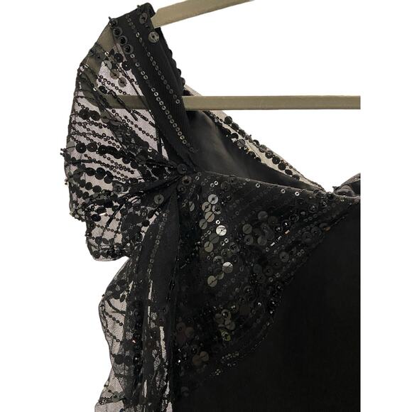 FWRD Cushnie Off The Shoulder Mini Dress Sequin Embellished Tulle Sleeve Size 0 - Picture 12 of 14